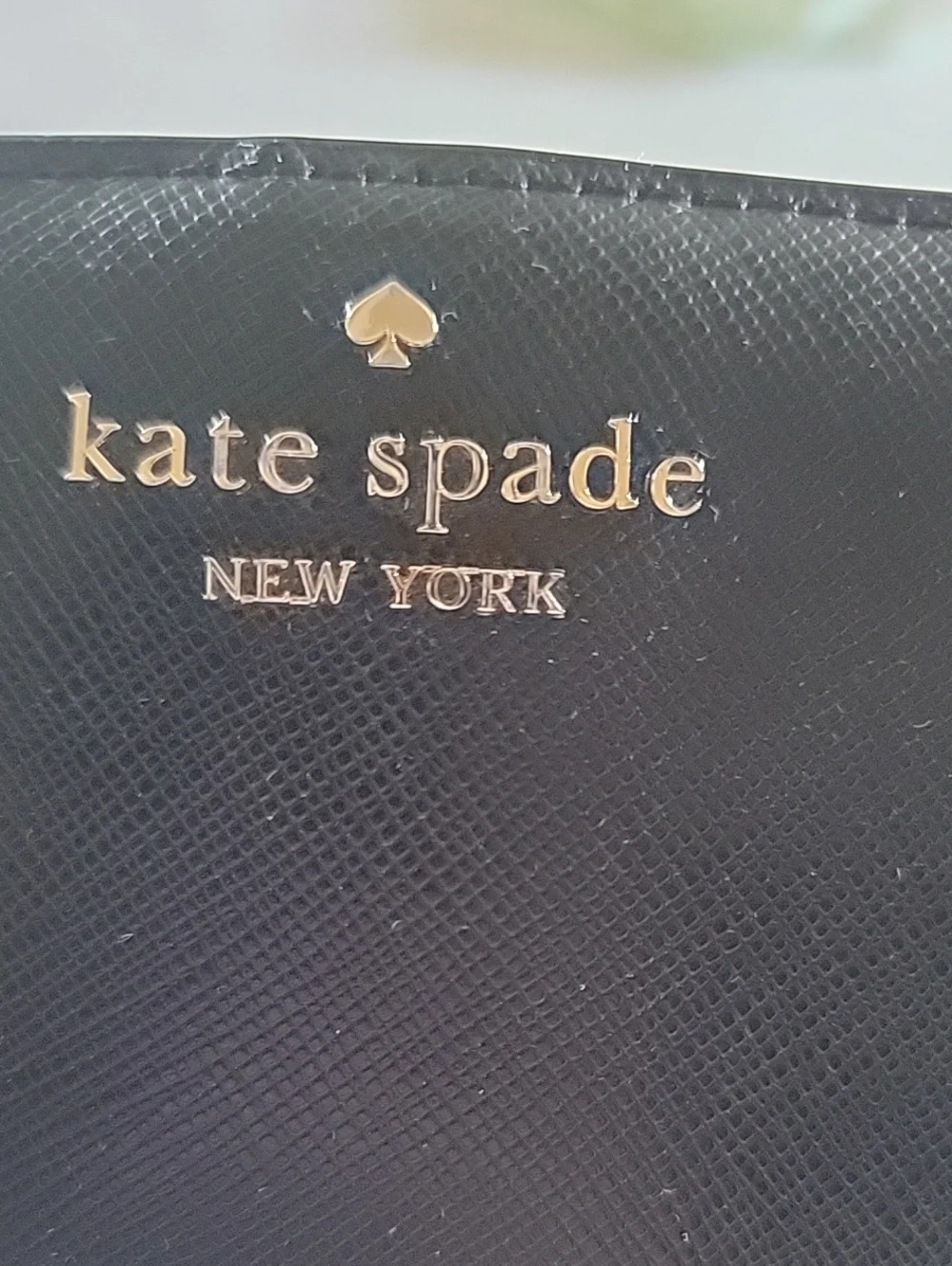 kate spade Black Saffiano Wallet with Gold Logo